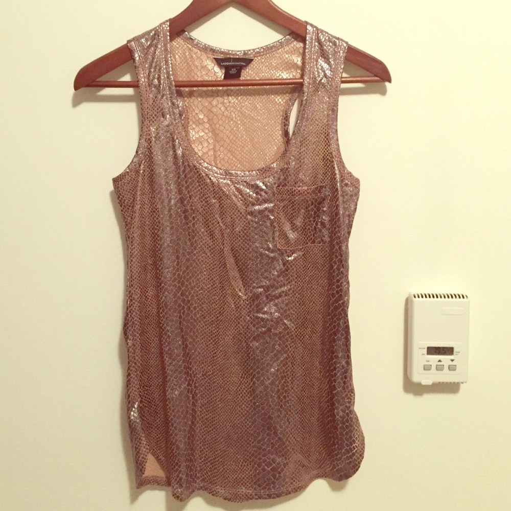NWOT rose gold snakeskin textured tank top
